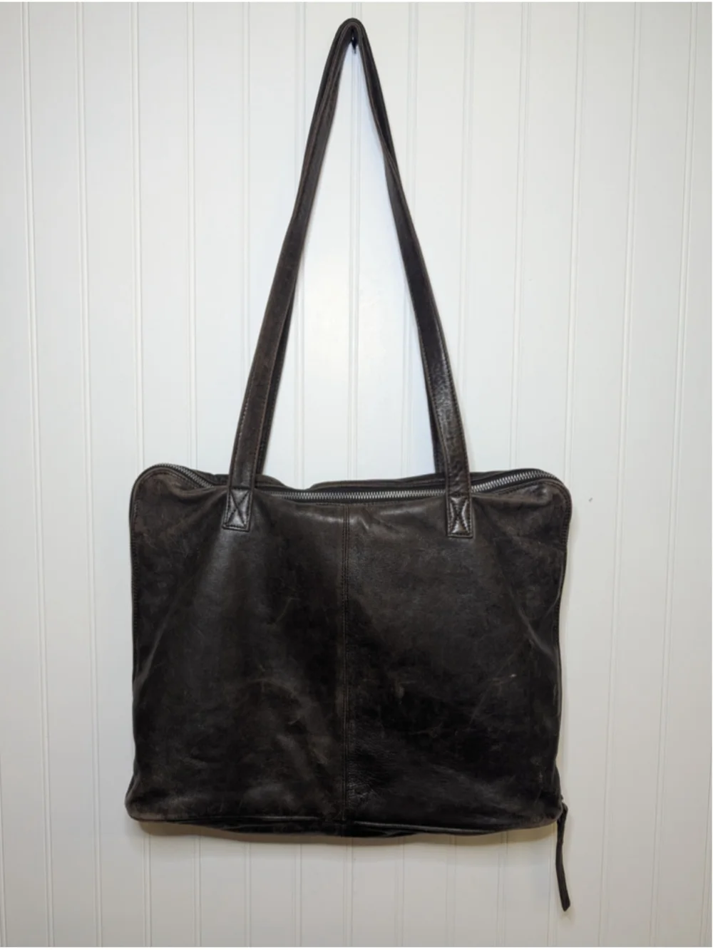 LATICO Leather Laptop Tote Bag Brown Organizer Shoulder Briefcase Floral Lined